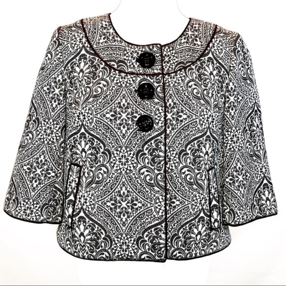 ⏰Ann Taylor 4 black jacquard 3/4 sleeve jacket